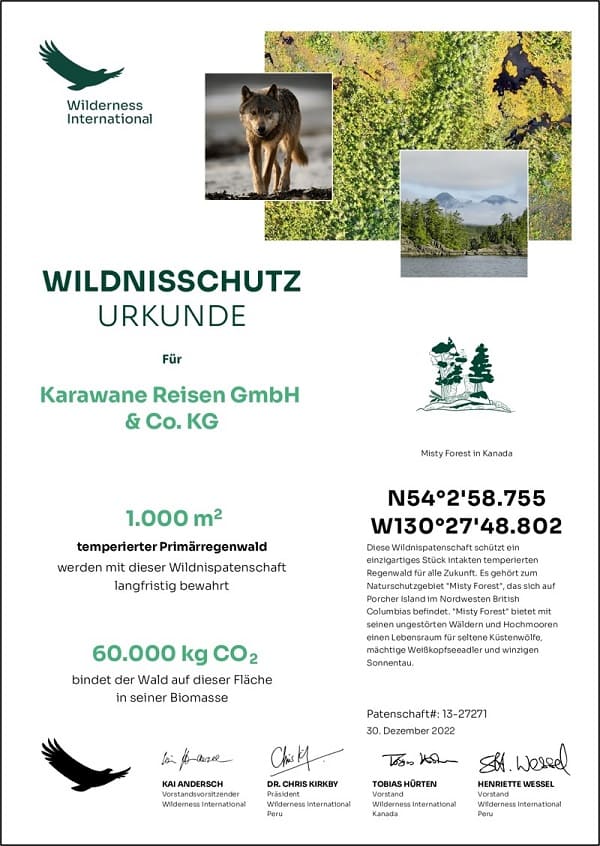 Wildnisschutz Urkunde 2022 Karawane