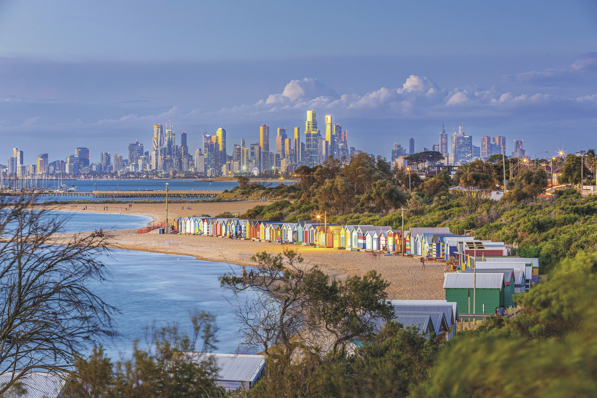 Melbourne Skyline & Brighton Beach Boxes, ©VisitVictoria
