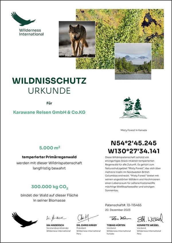 Wildnisschutz Urkunde 2023 Karawane